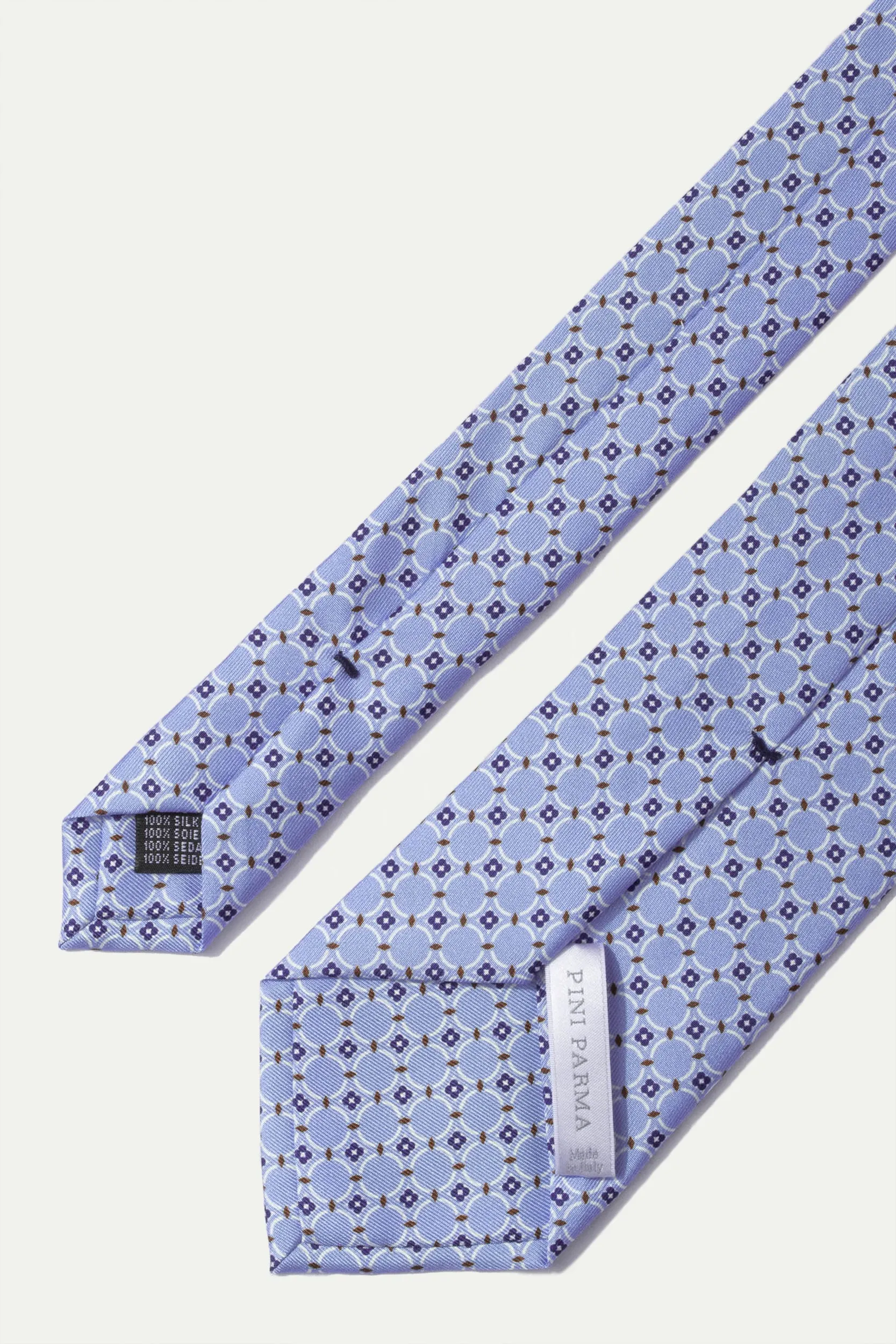 Light blue fancy printed silk tie - Made In Italy sold by Pini Parma product image thumbnail 2