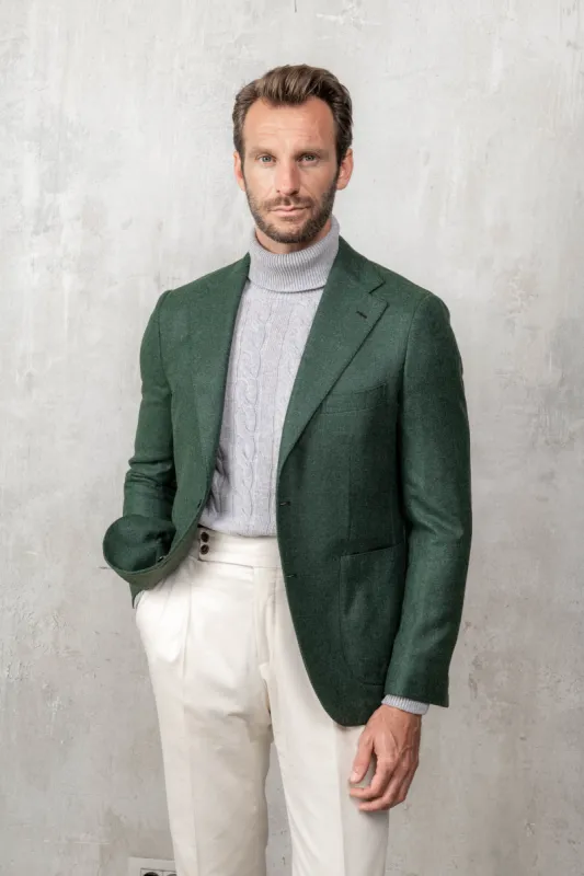 Green jacket in wool and cashmere - Made in Italy sold by Pini Parma