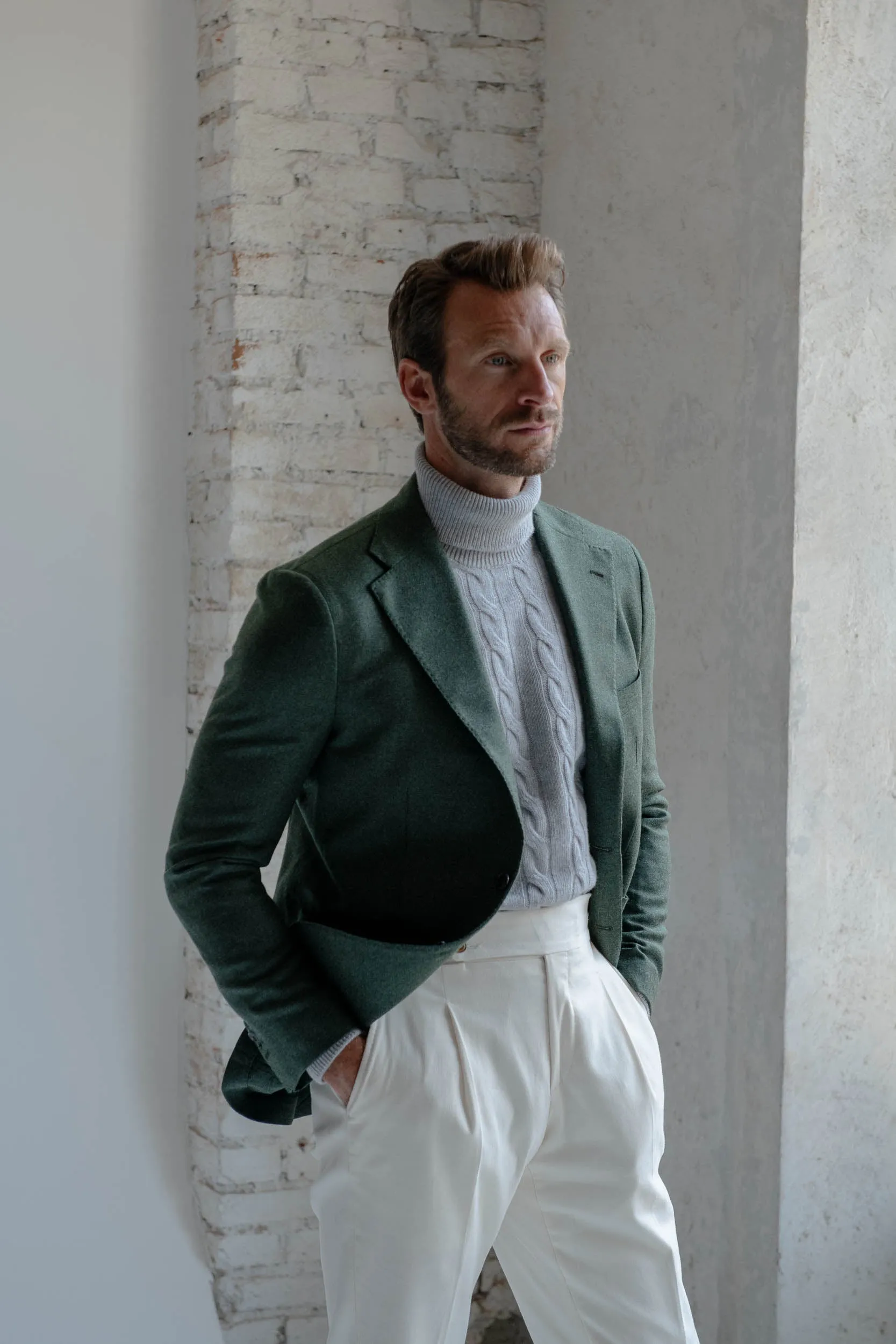 Green jacket in wool and cashmere - Made in Italy sold by Pini Parma product image thumbnail 3