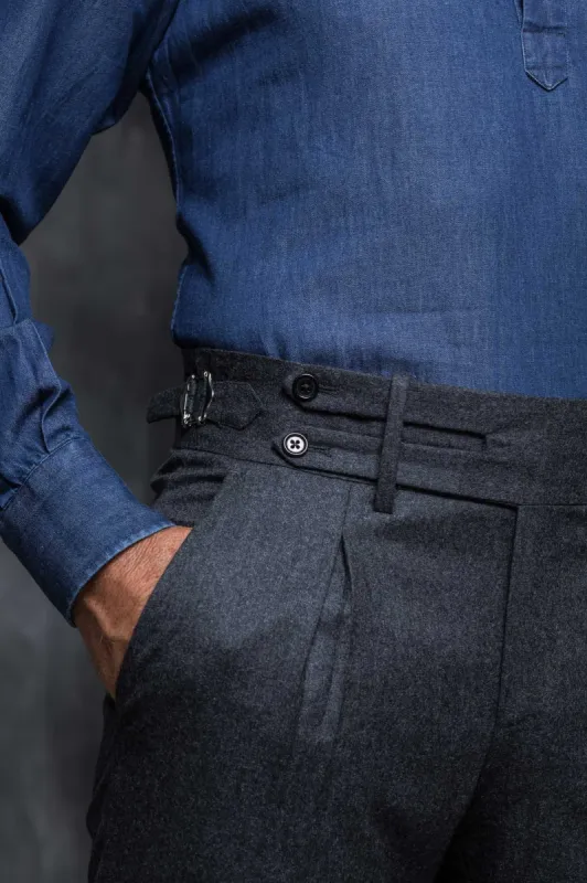 Grey flannel Limited Edition trousers - Made in Italy sold by Pini Parma