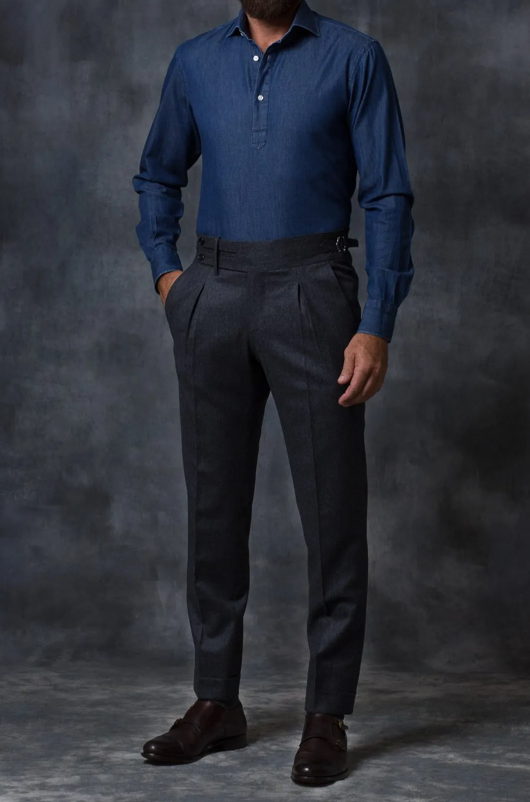 Grey flannel Limited Edition trousers - Made in Italy sold by Pini Parma product image thumbnail 2
