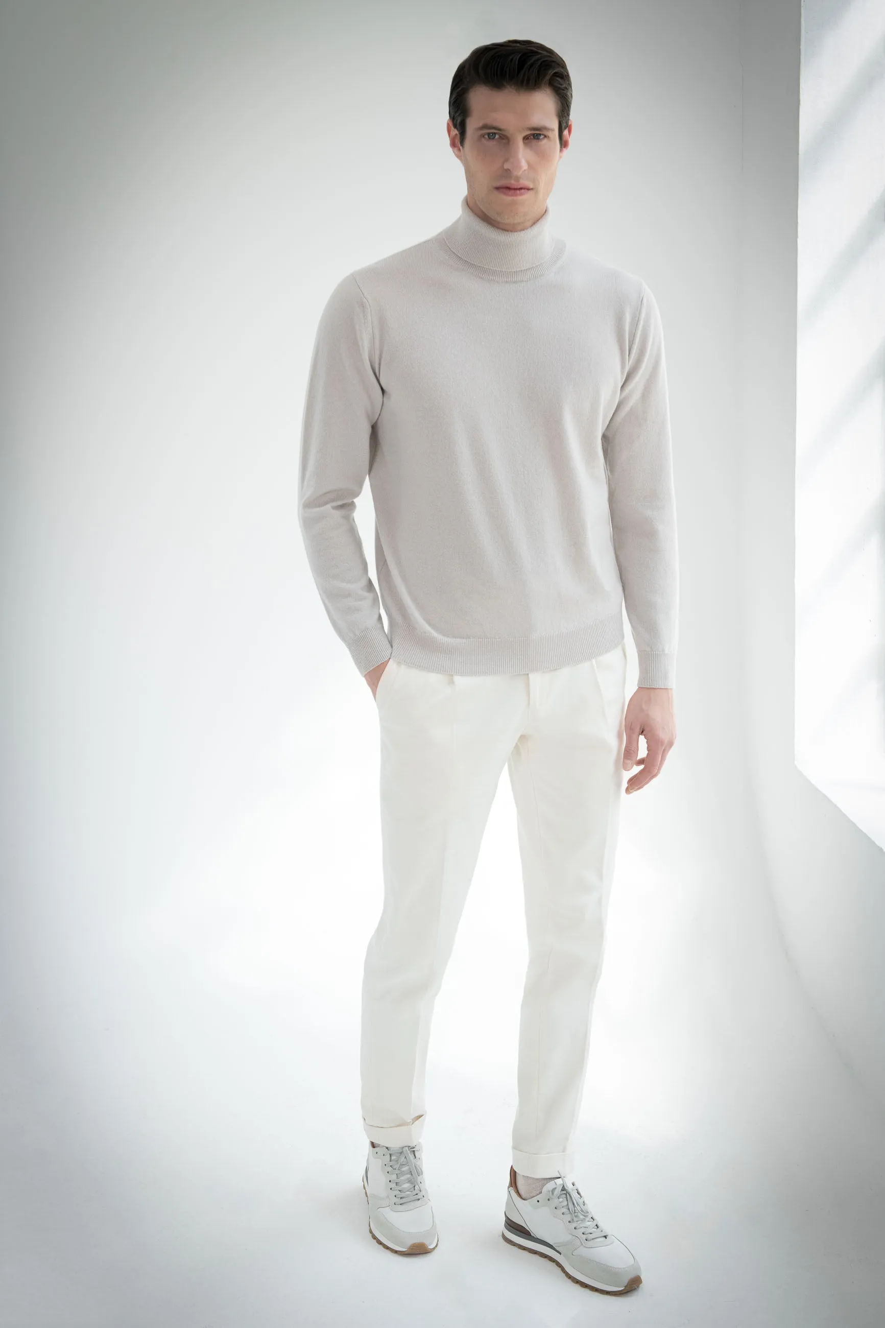 Sand cashmere turtleneck - Made in italy sold by Pini Parma product image thumbnail 3