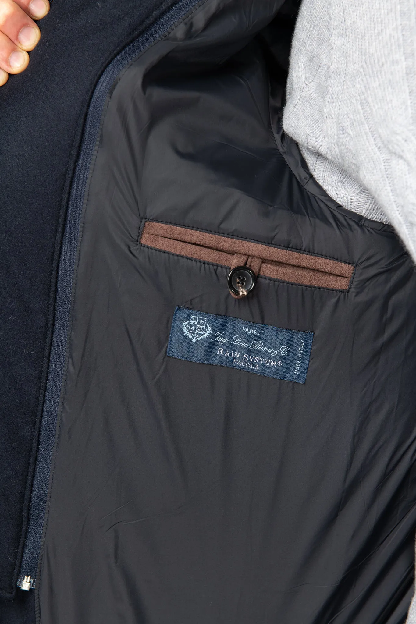 Blue down jacket in wool & cashmere – Made in Italy sold by Pini Parma product image thumbnail 3