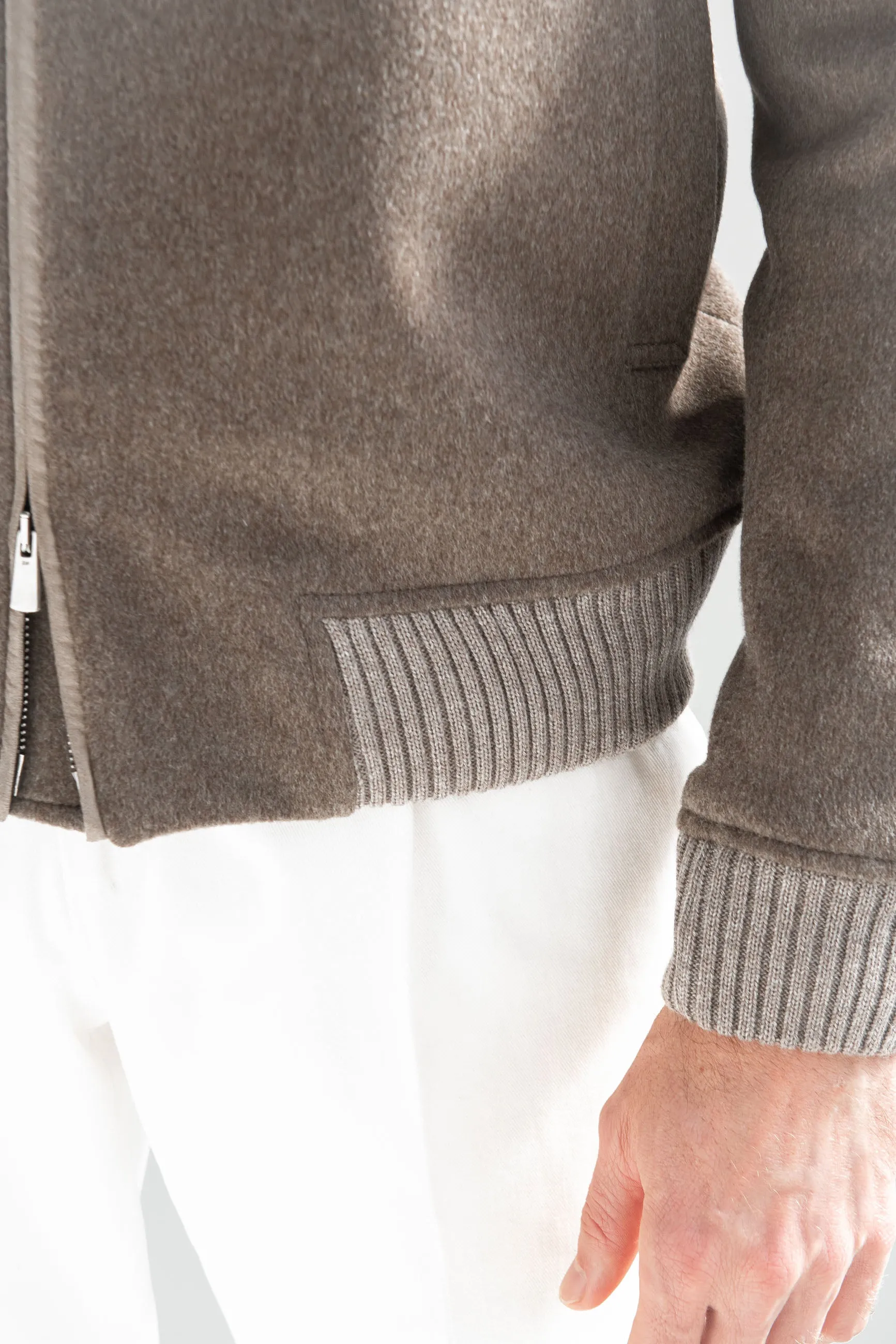 Taupe mink collar bomber – Made in Italy sold by Pini Parma product image thumbnail 3