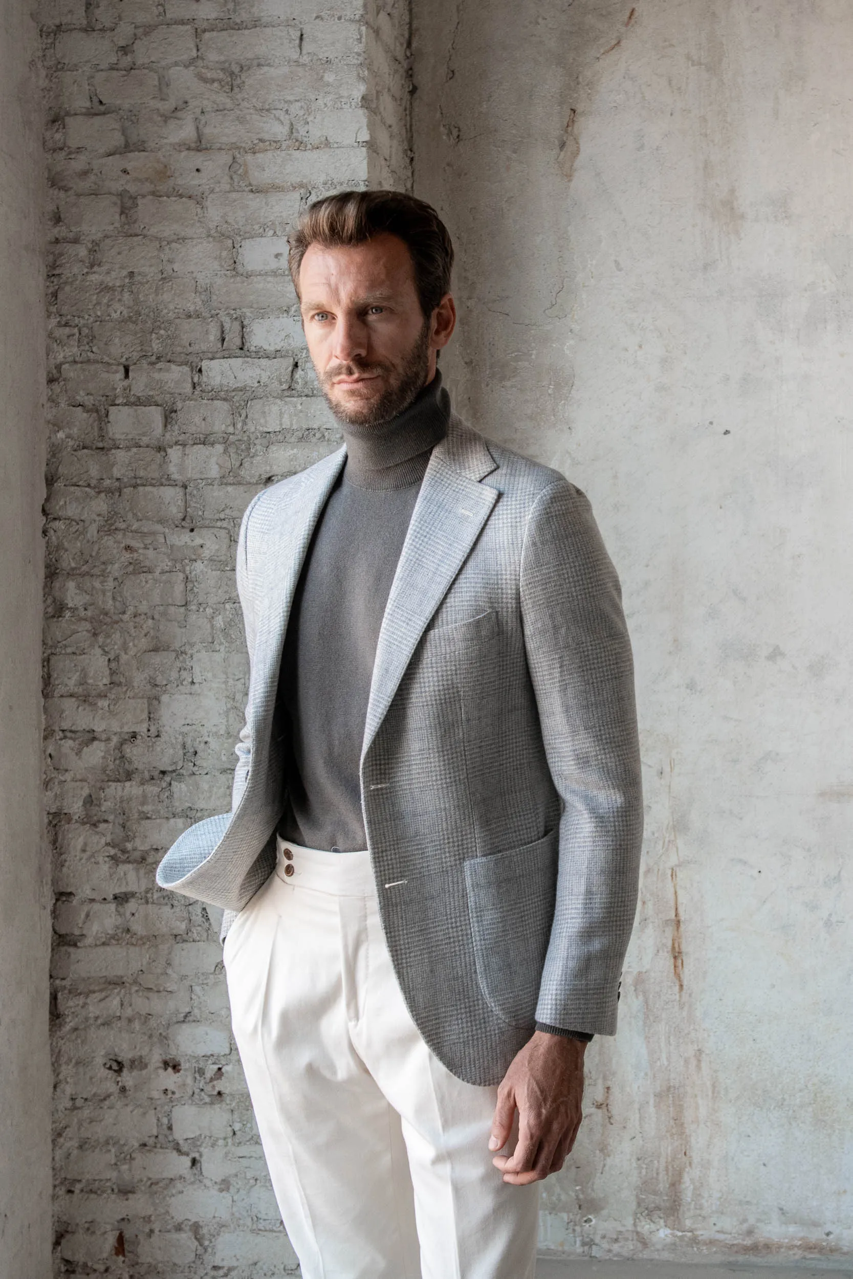 Grey Prince of Wales jacket - Made in Italy sold by Pini Parma