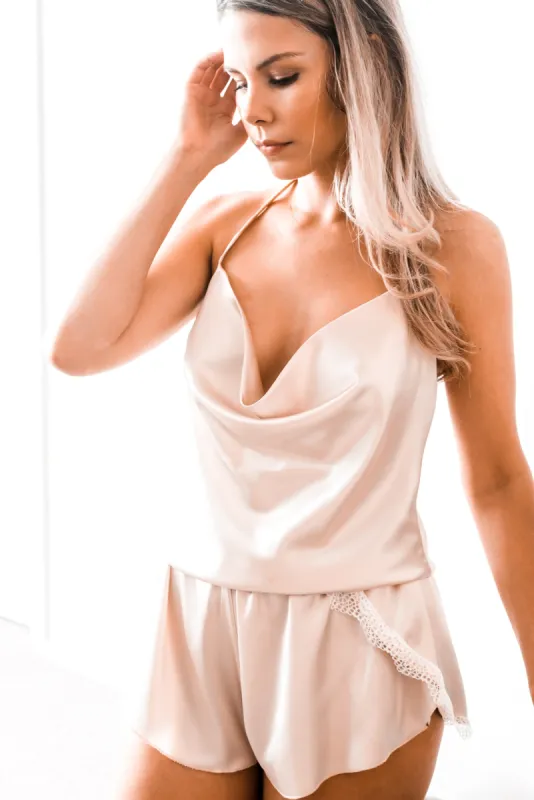 Celine Champagne Cowl Top sold by One Empire Sleep
