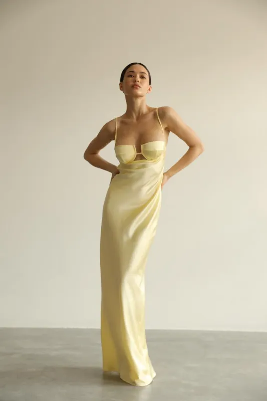 Megan - Yellow long dress sold by The Robe