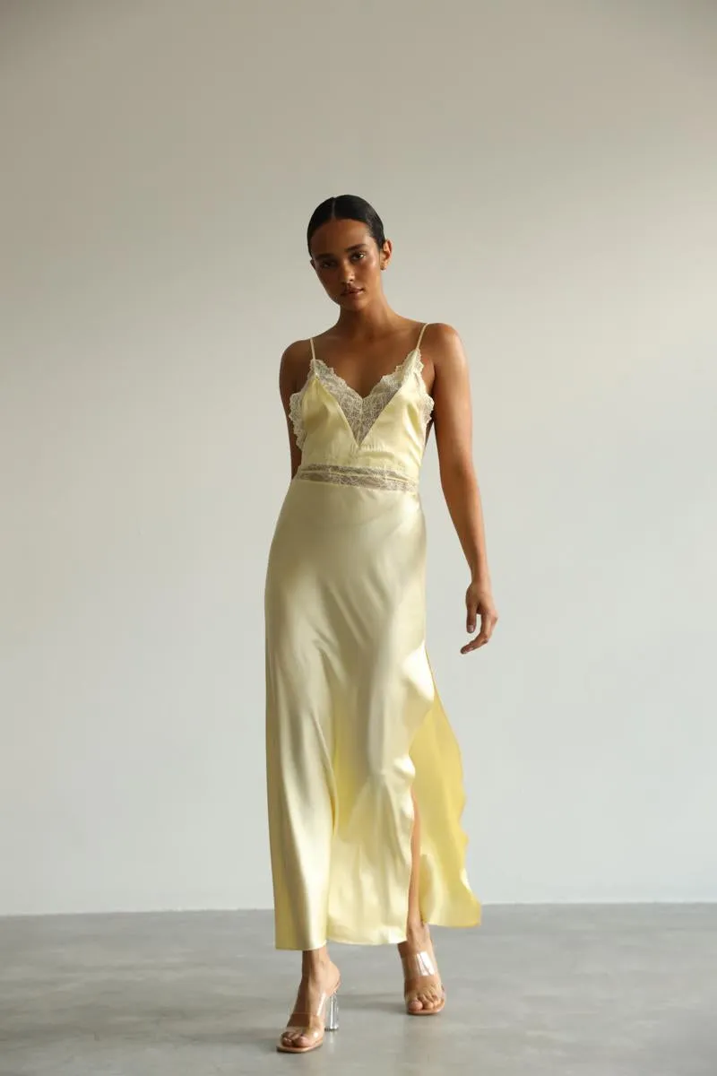 Mary - Yellow long slip dress sold by The Robe
