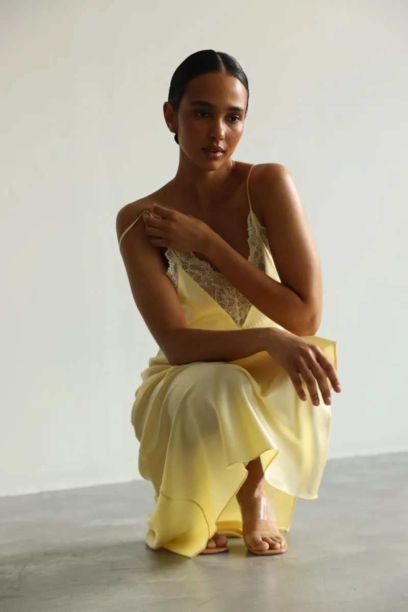 Mary - Yellow long slip dress sold by The Robe product image thumbnail 3