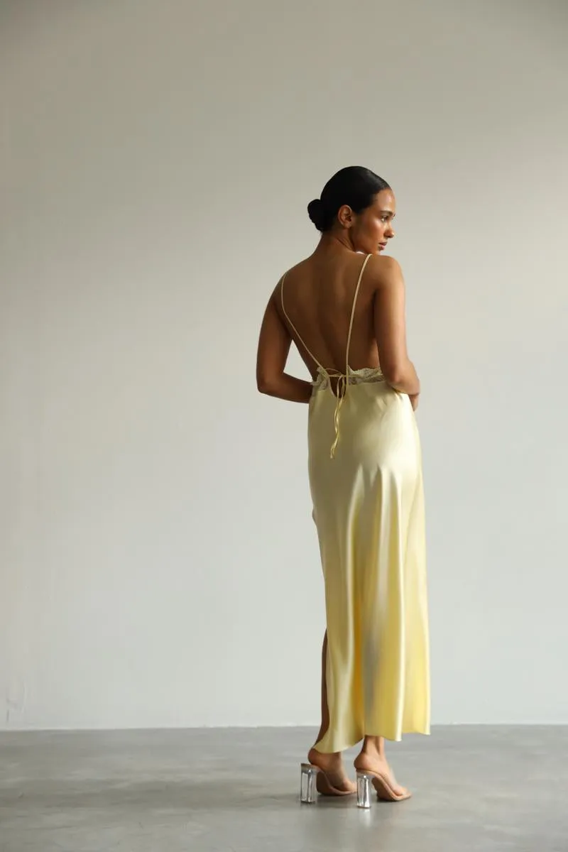 Mary - Yellow long slip dress sold by The Robe product image thumbnail 2