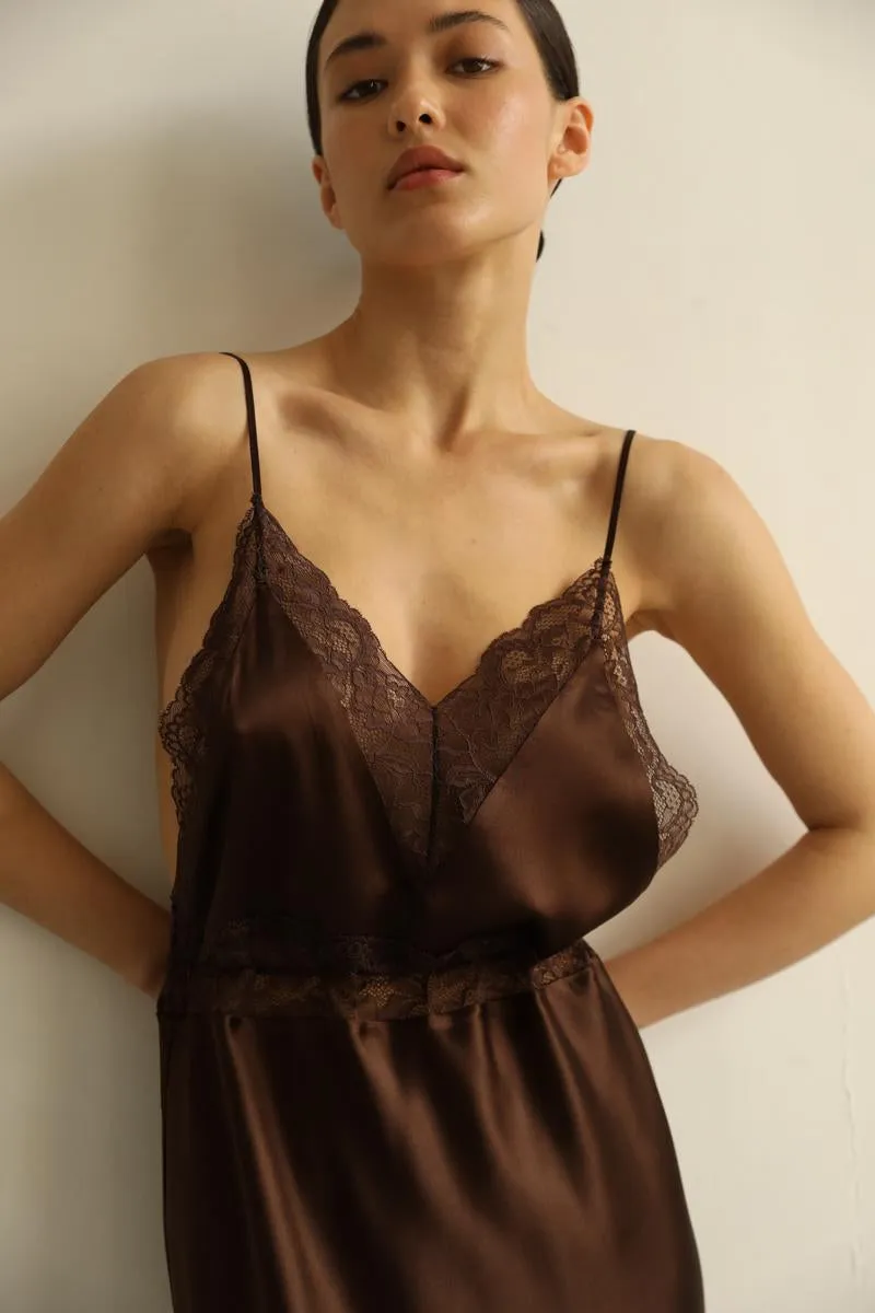 Mary - Brown long slip dress sold by The Robe product image thumbnail 3