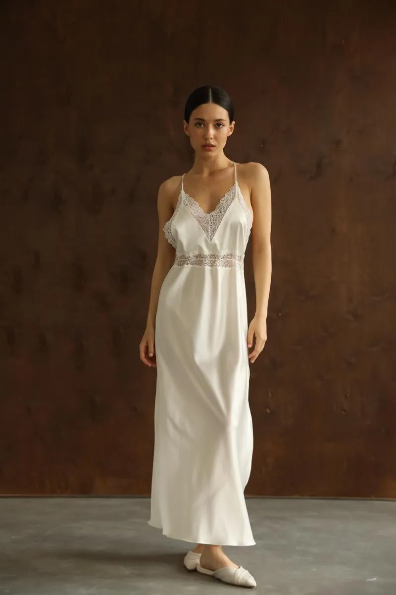 Mary - White long slip dress sold by The Robe
