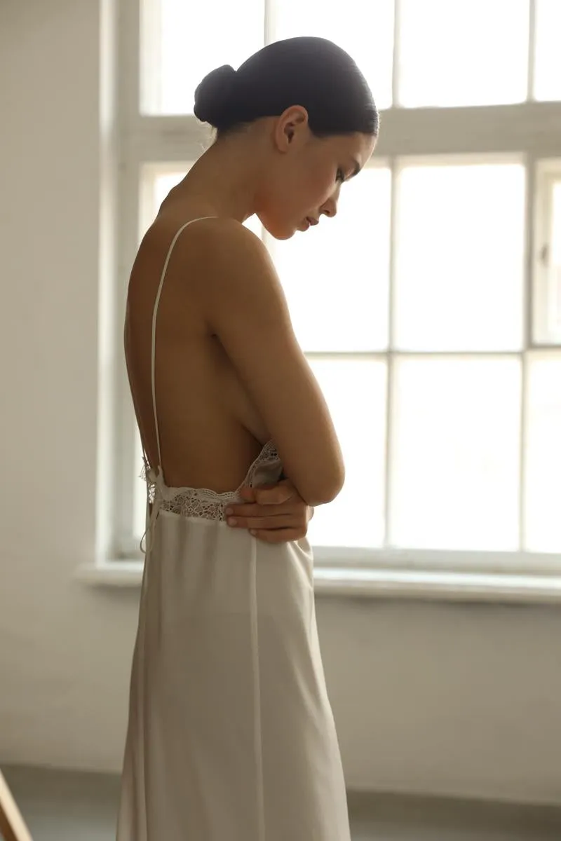 Mary - White long slip dress sold by The Robe product image thumbnail 4