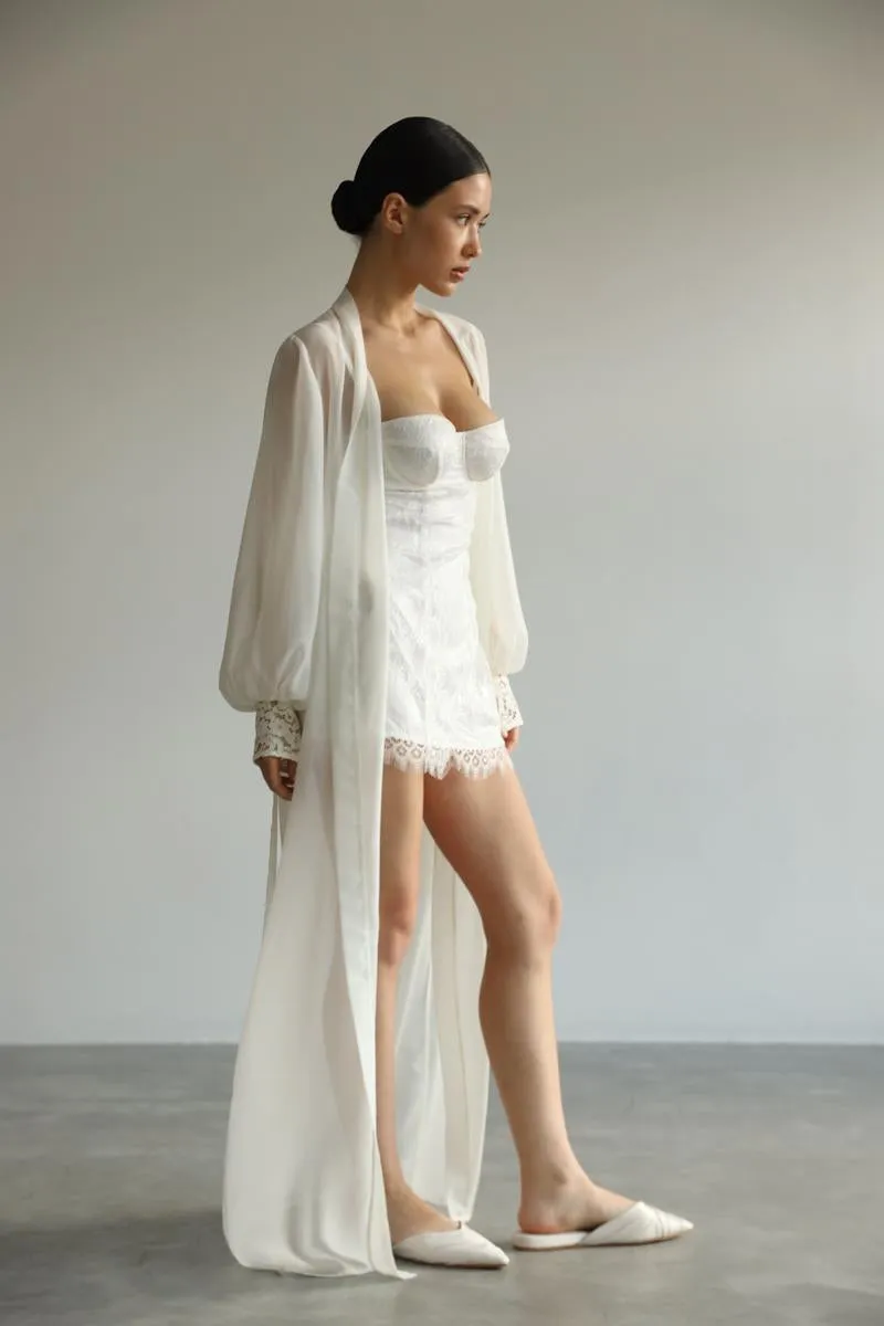 Jessica - White chiffon robe sold by The Robe