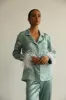 Pajama set - Green feathers with pants sold by The Robe