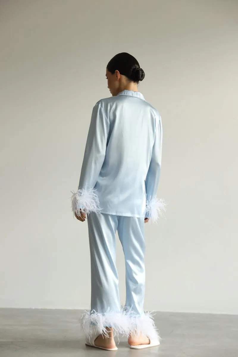 Pajama set - Blue feathers with pants sold by The Robe product image thumbnail 5