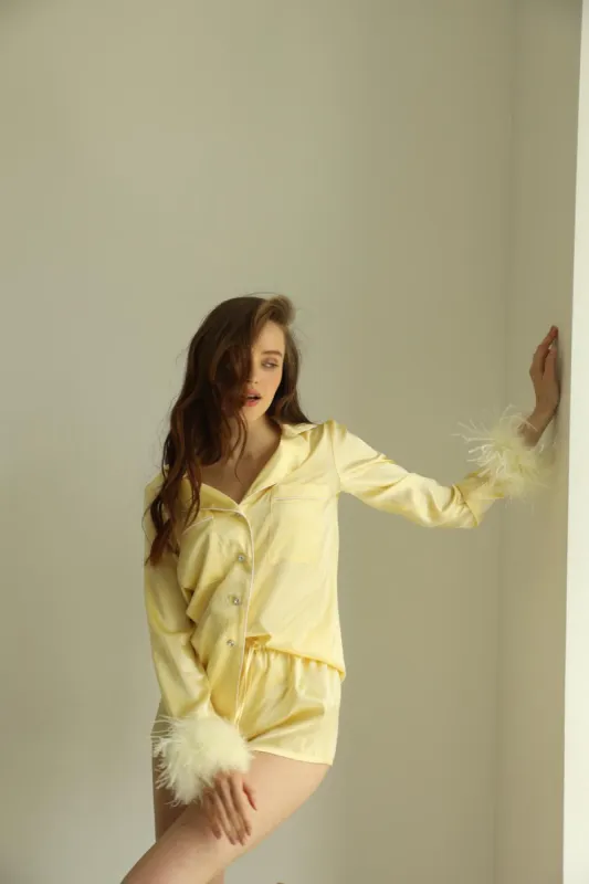 Crystal PJs- Yellow short sold by The Robe