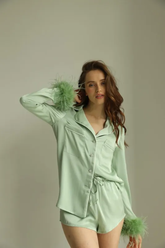 Crystal PJs- Green short sold by The Robe