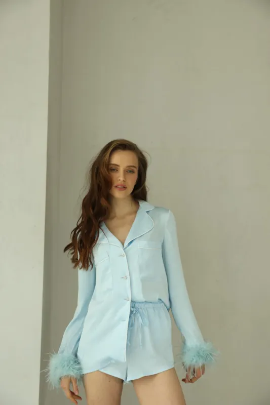 Crystal PJs- Blue short sold by The Robe