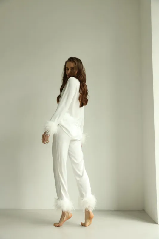 Crystal PJs- White with pants sold by The Robe