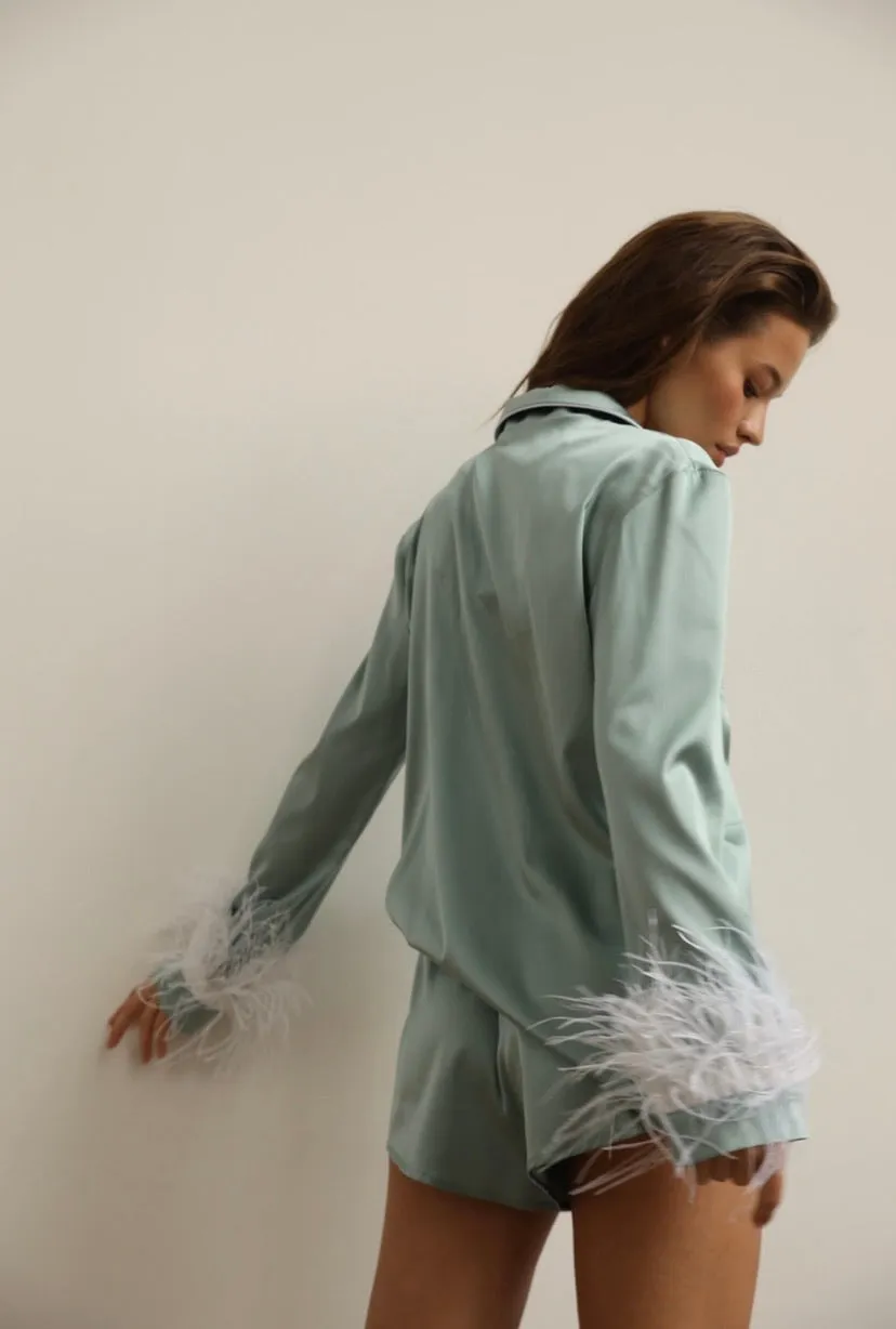 Pajama set - Green feather sold by The Robe product image thumbnail 5