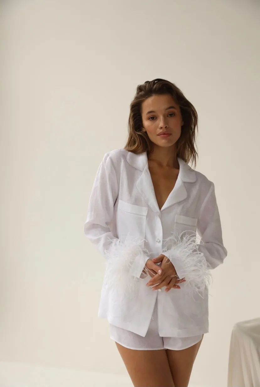 Pajama set - Linen white feather sold by The Robe product image thumbnail 5