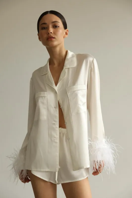 Pajama set - White feather sold by The Robe