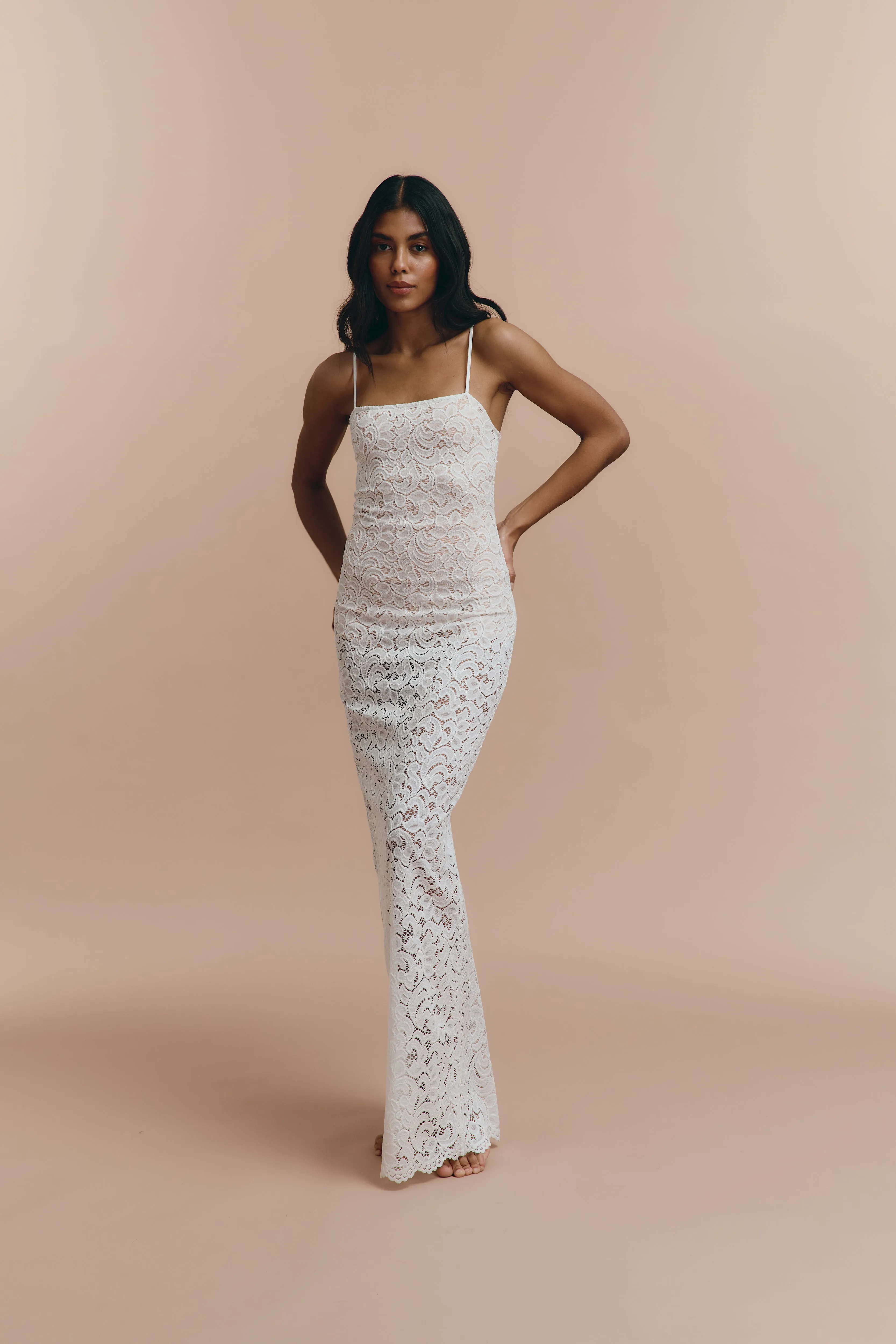 Daniella - Long semi sheer dress sold by The Robe