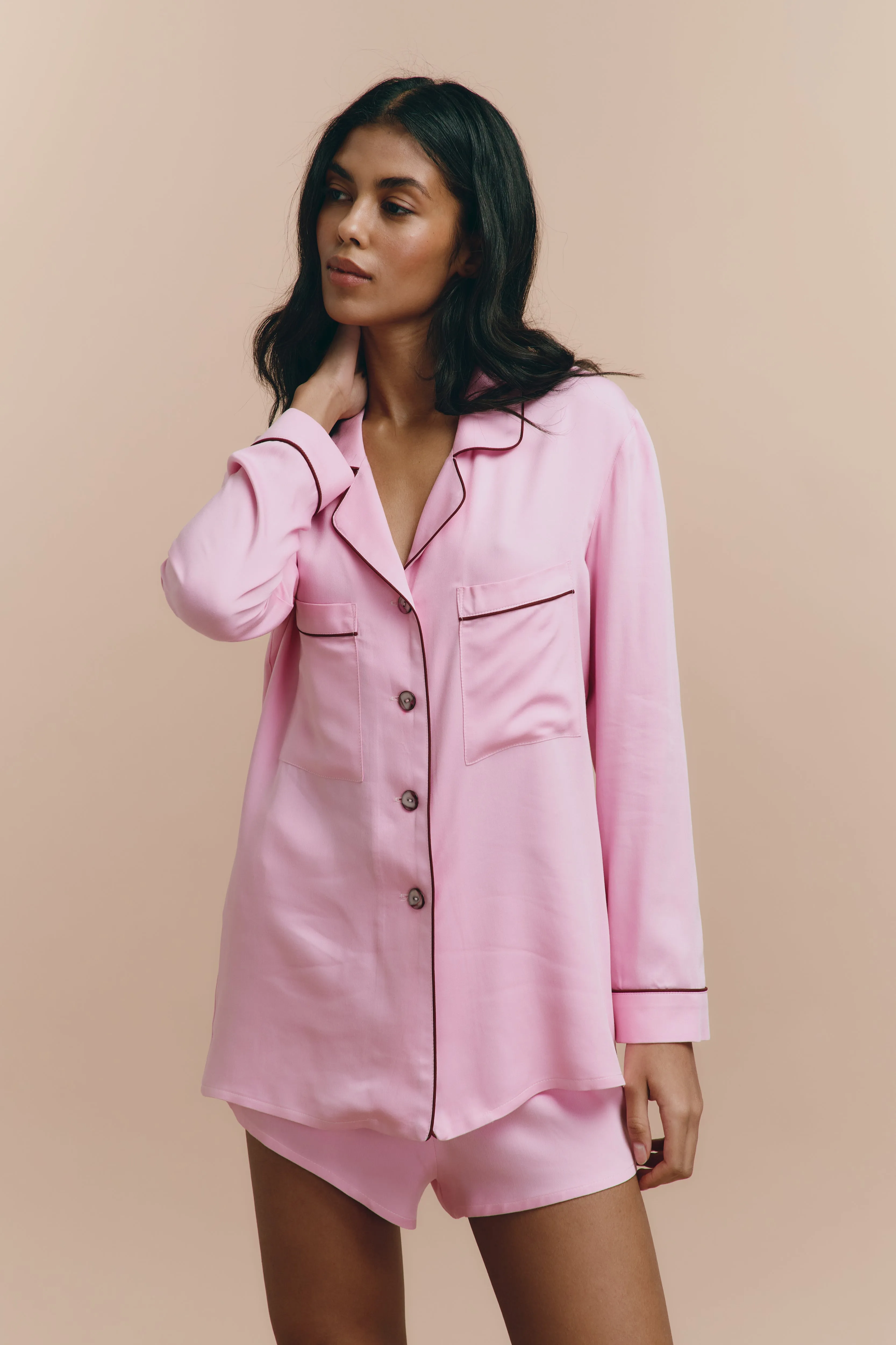 Emily pjs - Rose with shorts sold by The Robe product image thumbnail 4