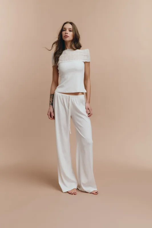 Stacy - White jersey pjs sold by The Robe