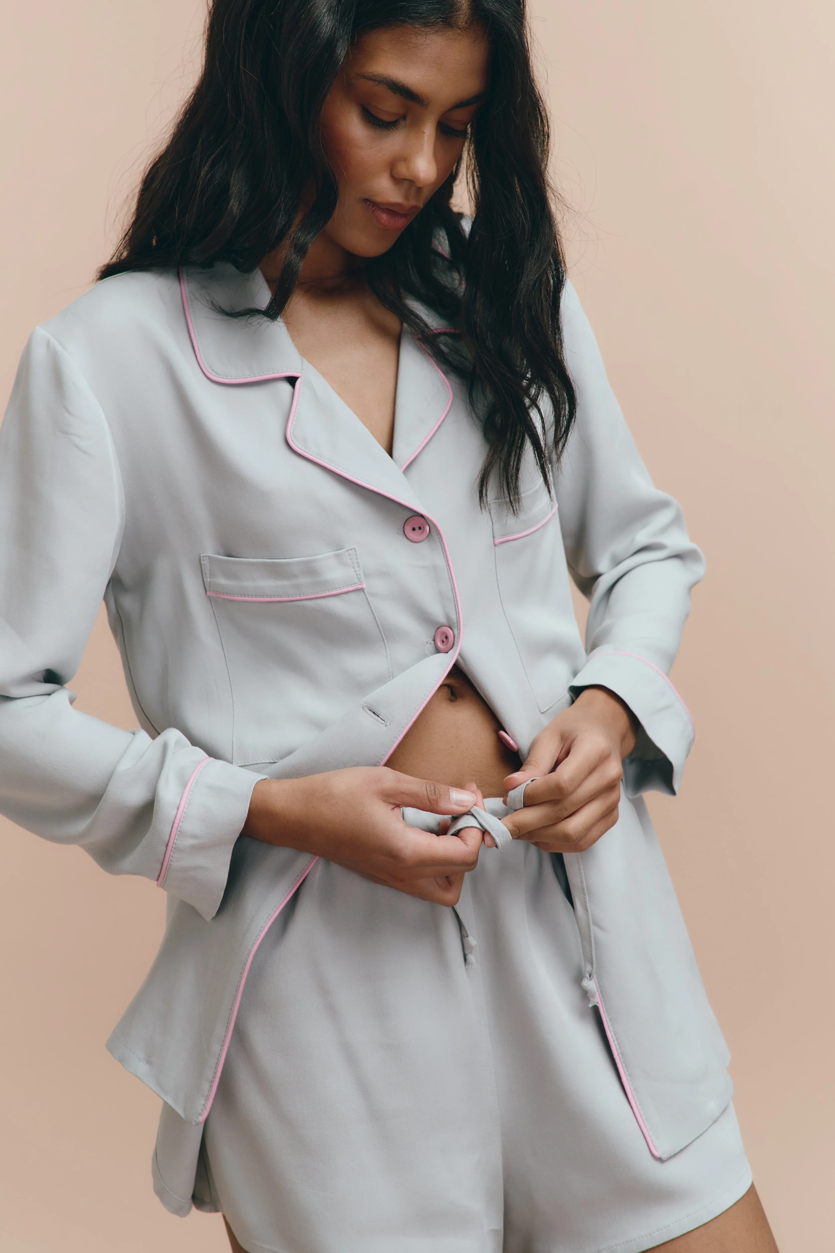 Emily pjs - Grey with shorts sold by The Robe product image thumbnail 2