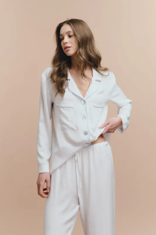 Emily pjs - Pure white with pants sold by The Robe