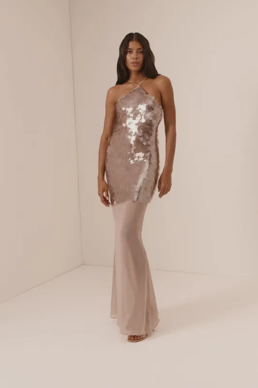 Jade - nude sequin dress sold by The Robe