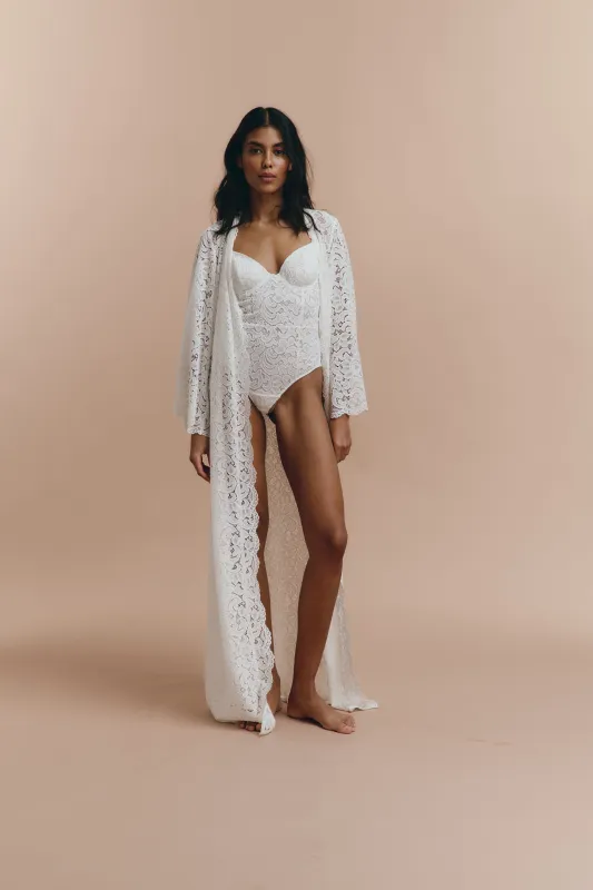 Daniella - Long lace robe made by The Robe
