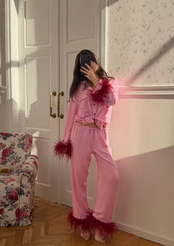 Emily pjs feathers - Rose with pants sold by The Robe