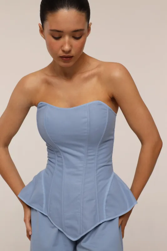 Courtney - Blue corset made by The Robe