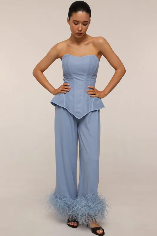 Amelia - feather pants - Blue made by The Robe