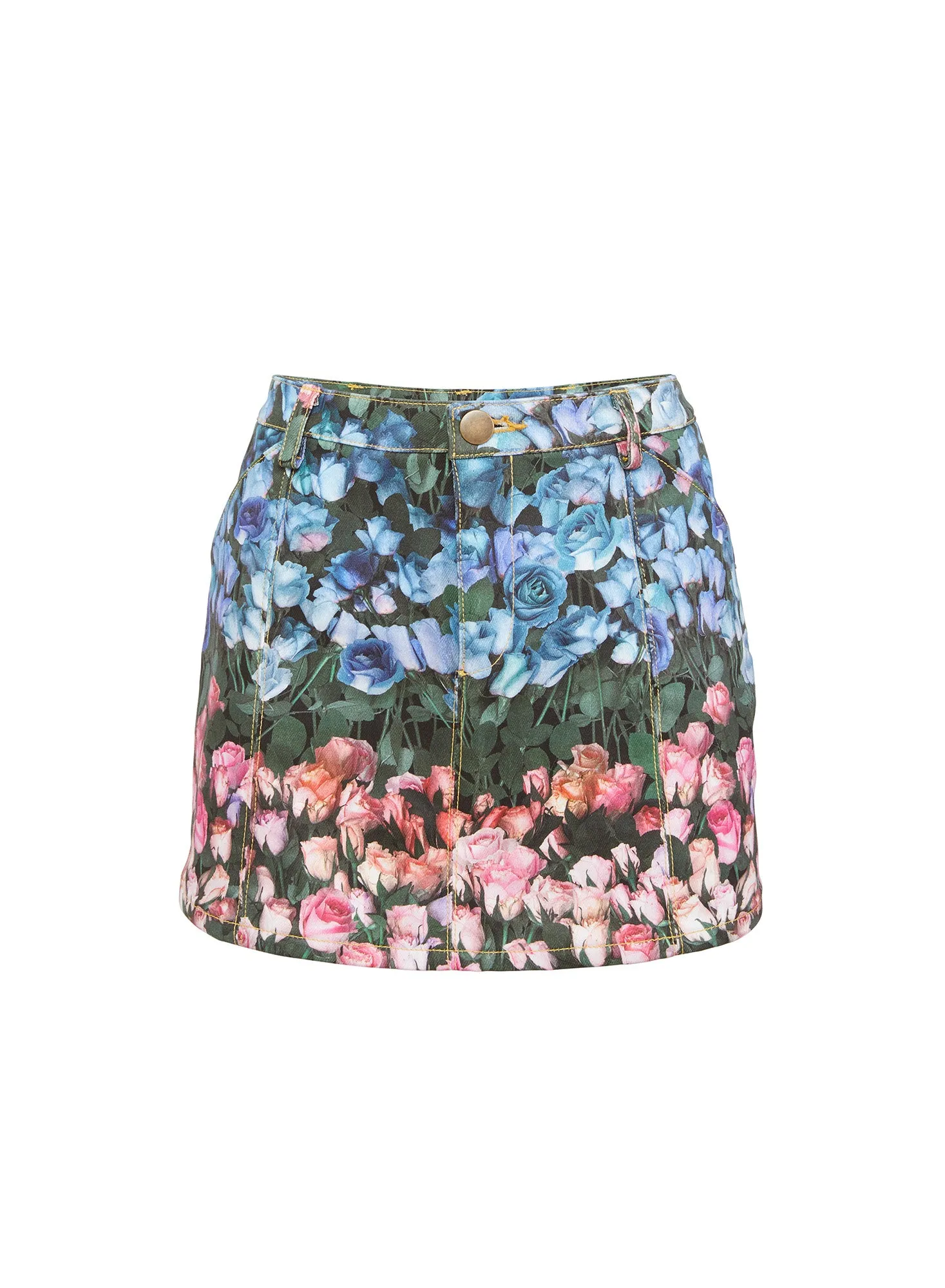 Rose Stripe Denim Mini Skirt sold by Fleur du Mal product image thumbnail 4
