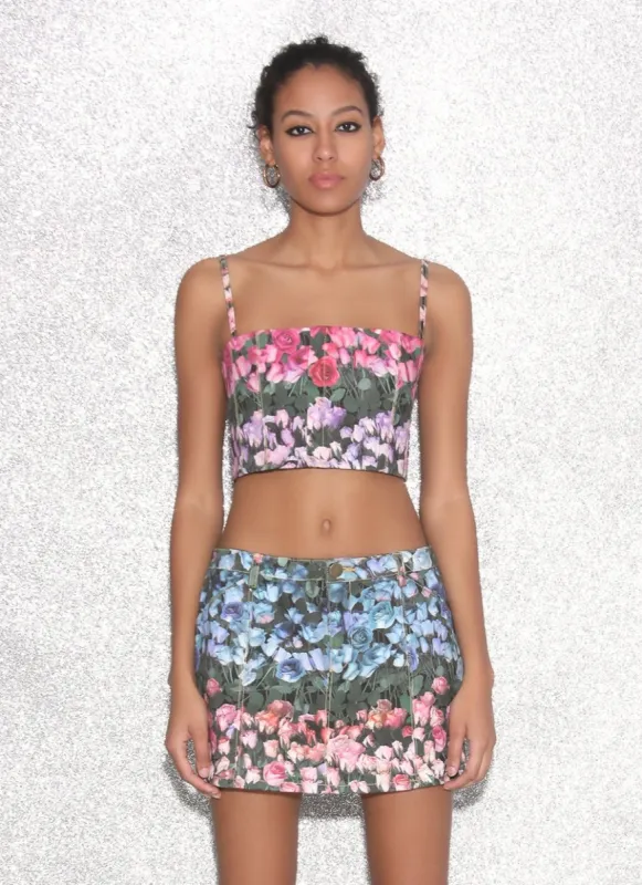 Rose Stripe Denim Mini Skirt sold by Fleur du Mal