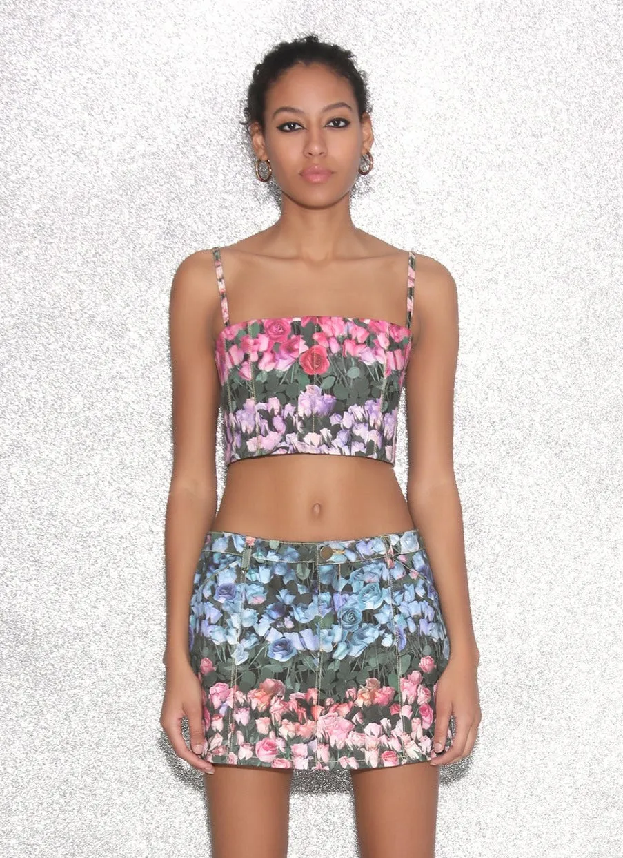 Rose Stripe Denim Mini Skirt sold by Fleur du Mal