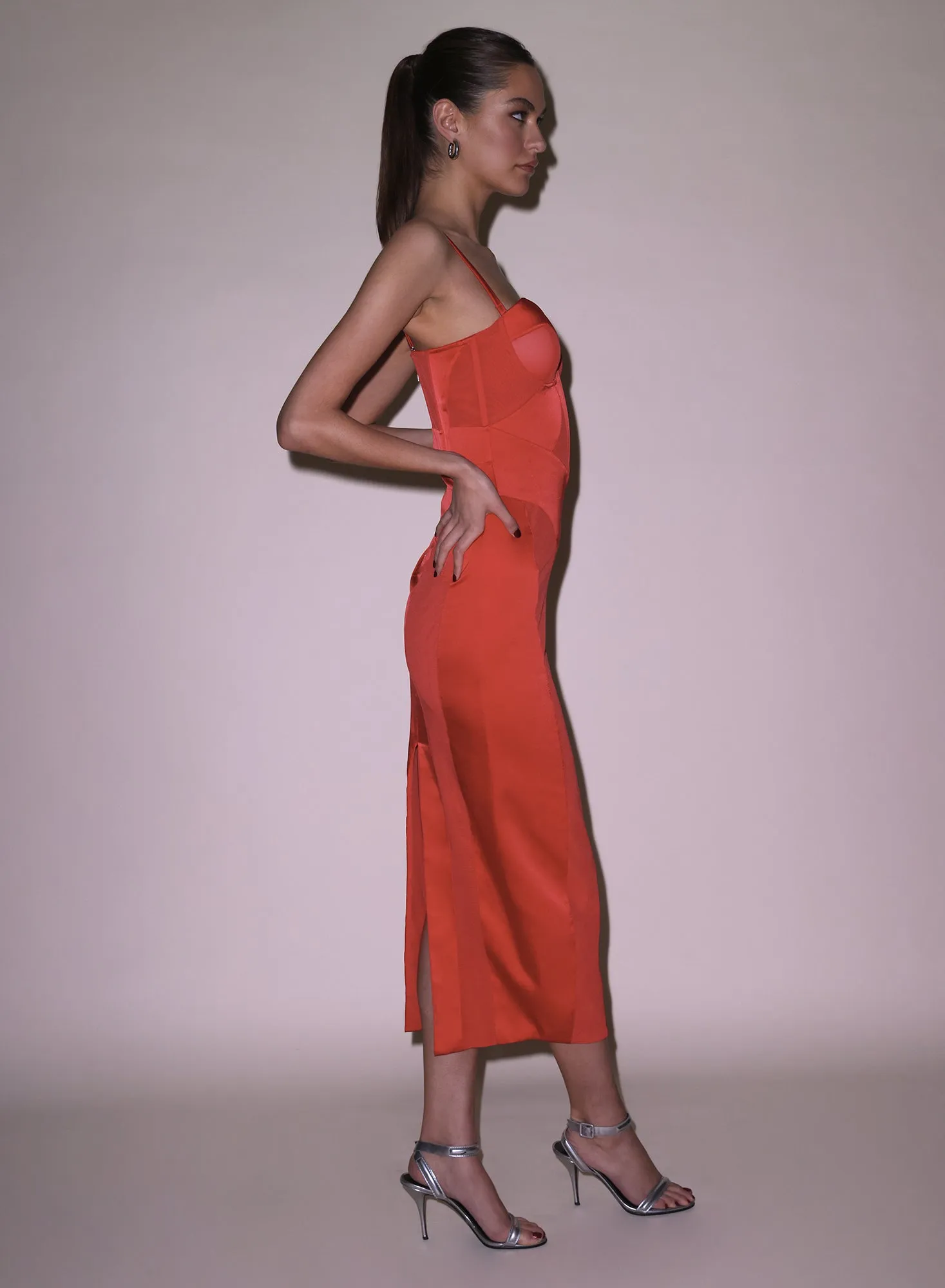 Long Silk & Mesh Bustier Dress sold by Fleur du Mal product image thumbnail 5