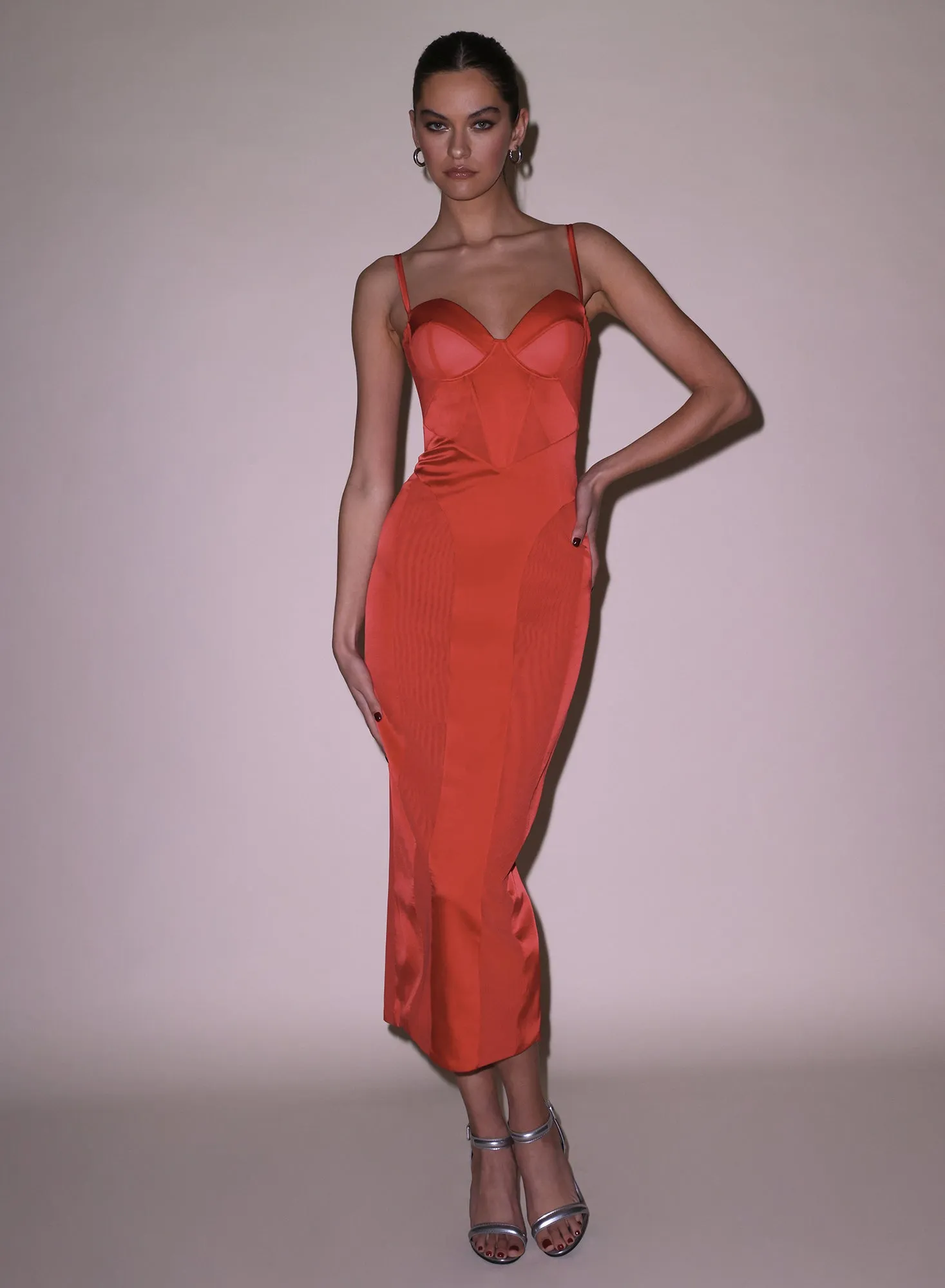 Long Silk & Mesh Bustier Dress sold by Fleur du Mal product image thumbnail 2