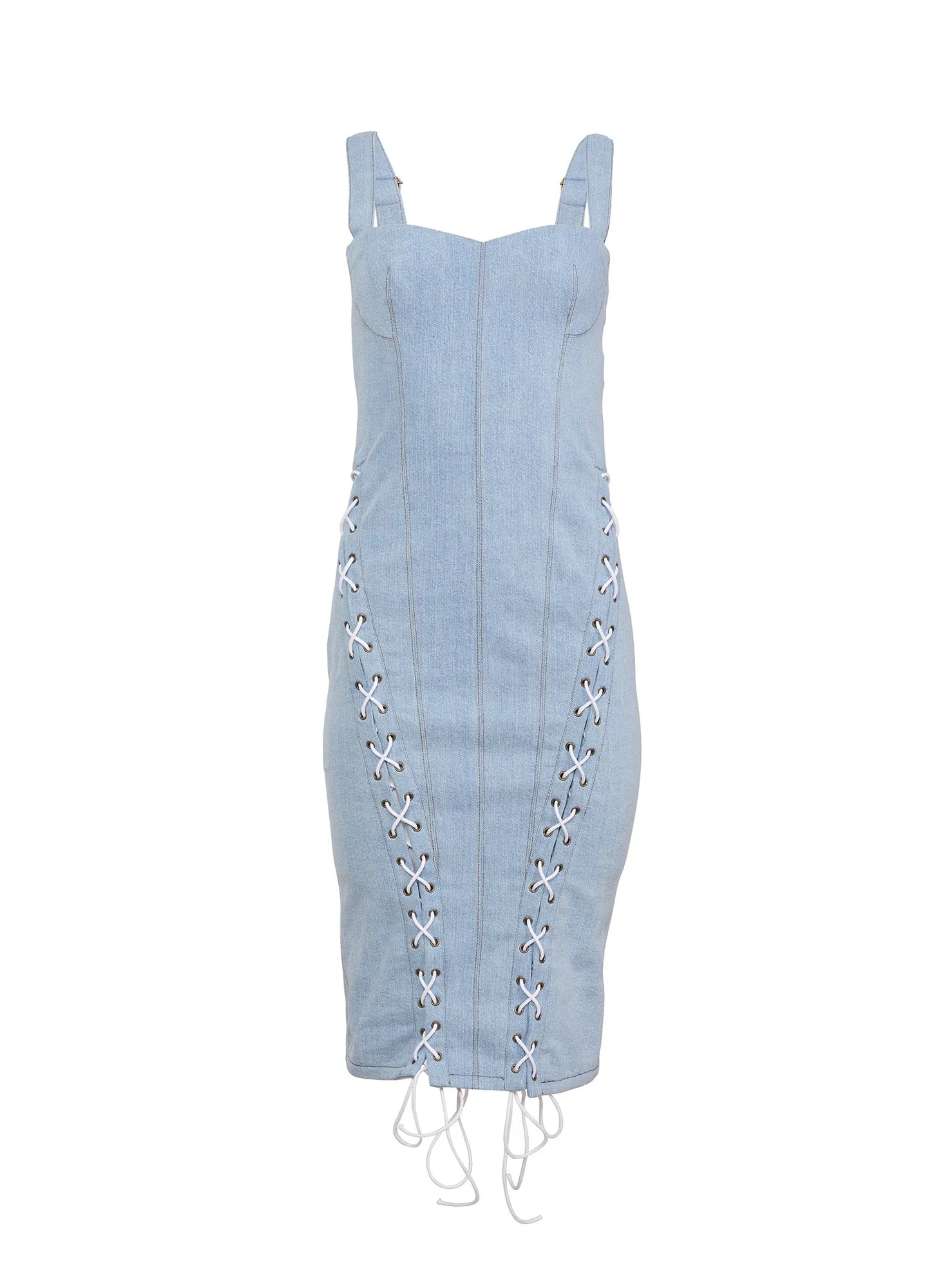Denim Lace Up Dress sold by Fleur du Mal product image thumbnail 4