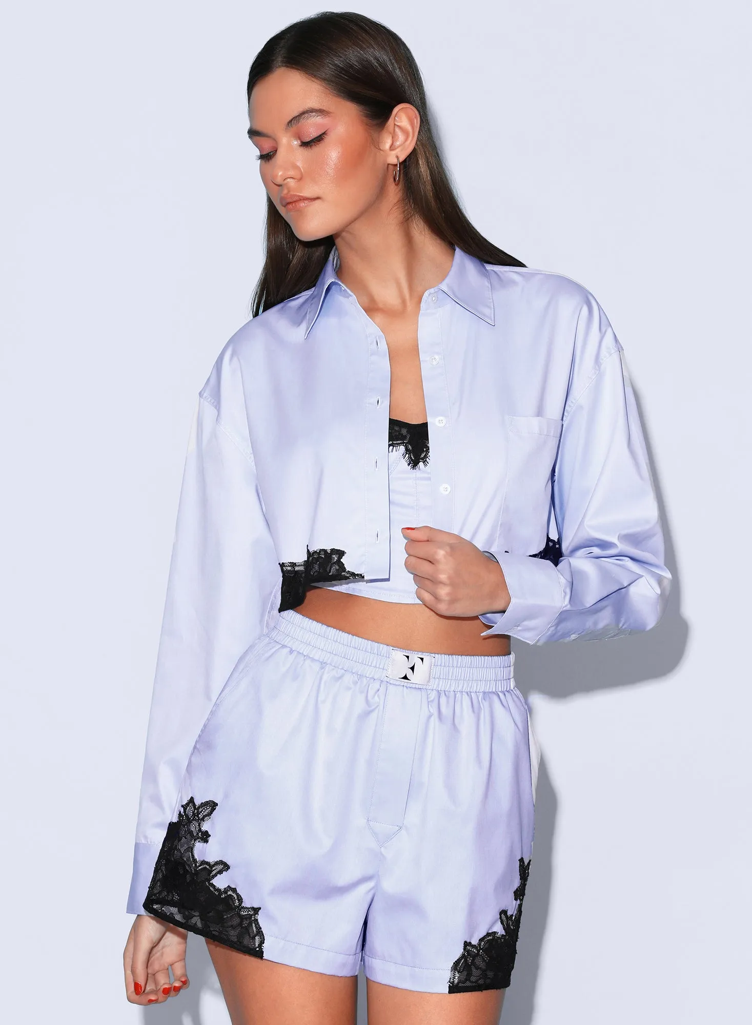 Poplin Cropped Button Down sold by Fleur du Mal product image thumbnail 4