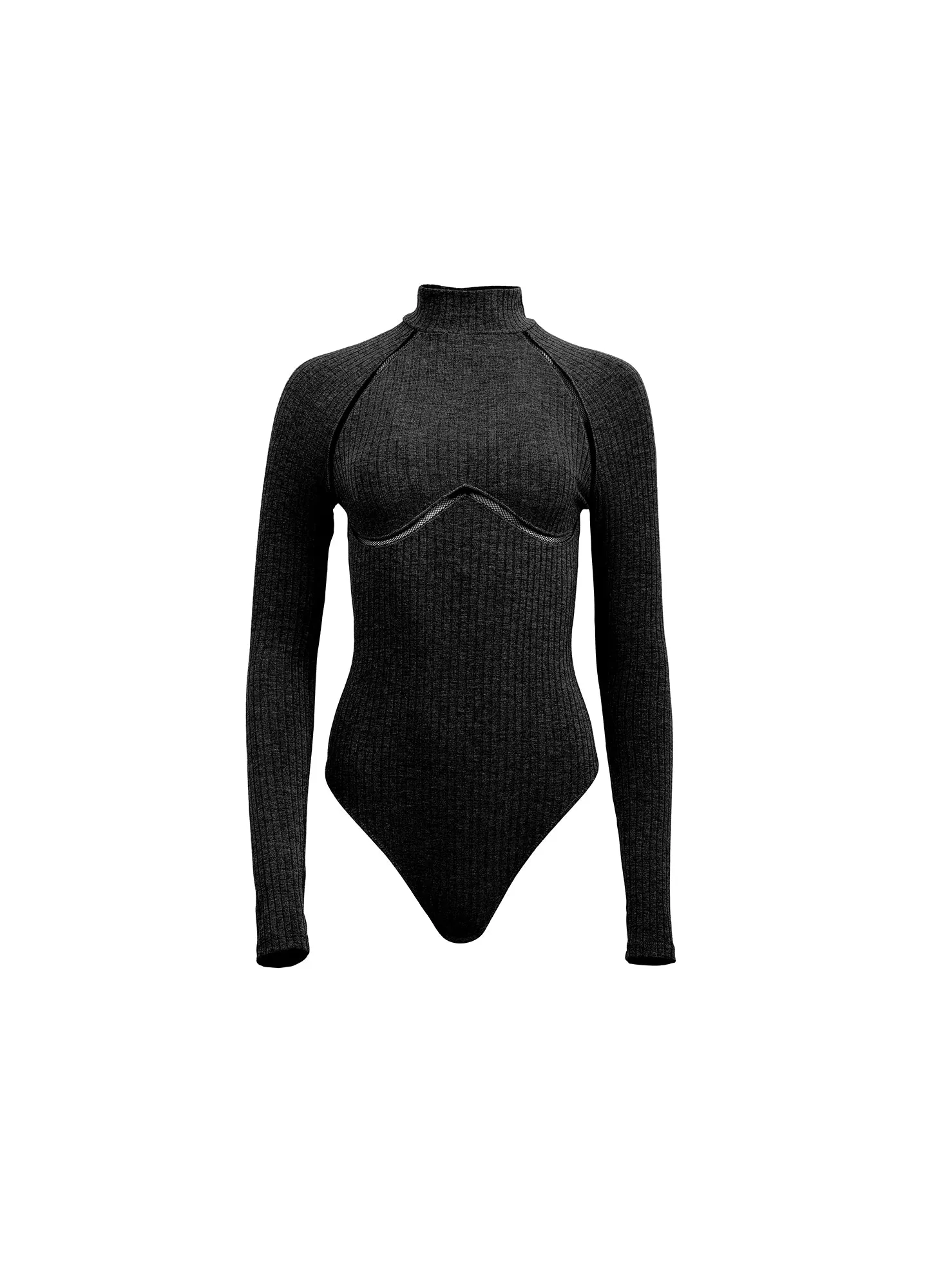 Rib Bodysuit with Lattice Trim sold by Fleur du Mal product image thumbnail 3