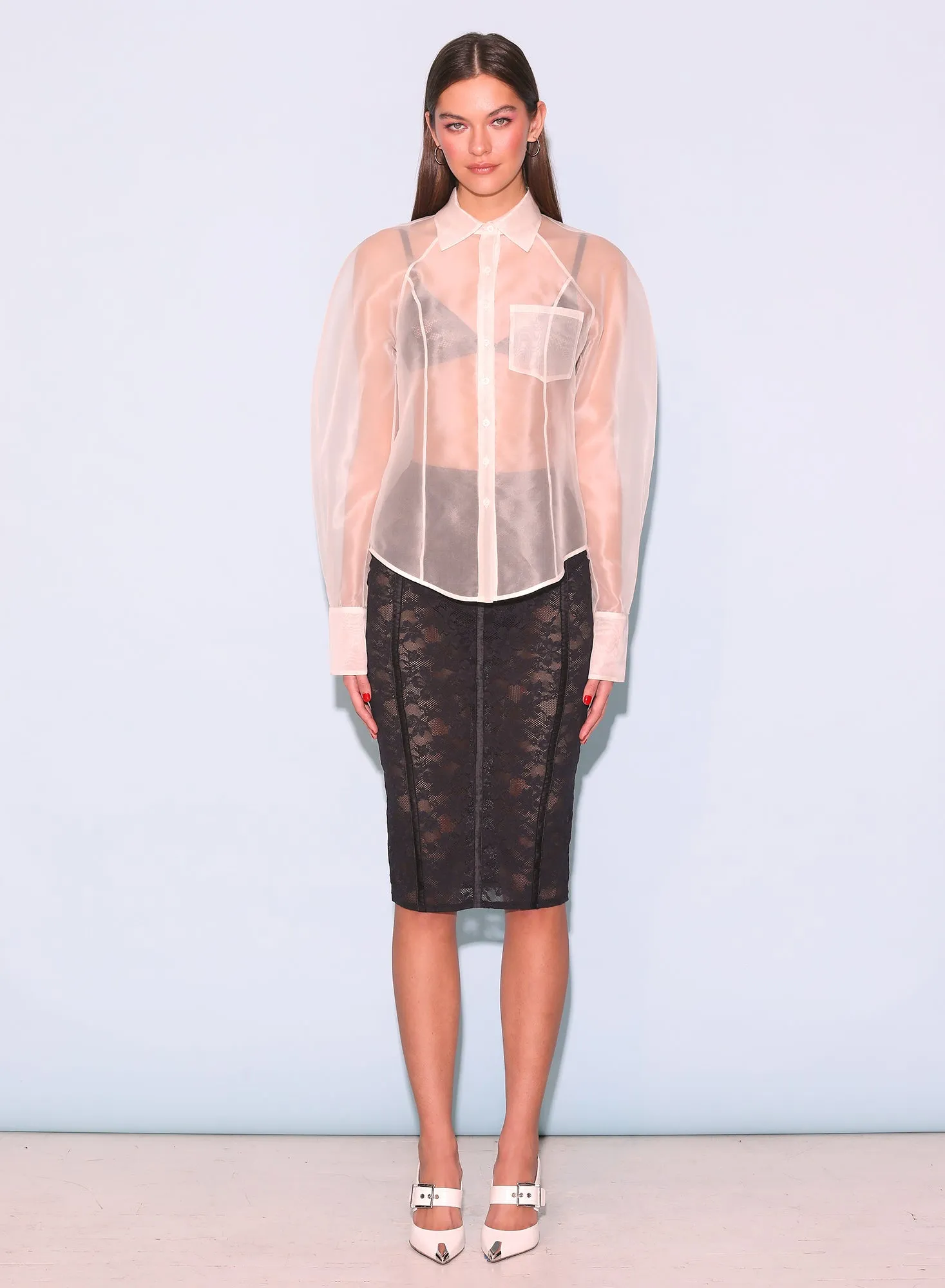 Silk Organza Button Down sold by Fleur du Mal
