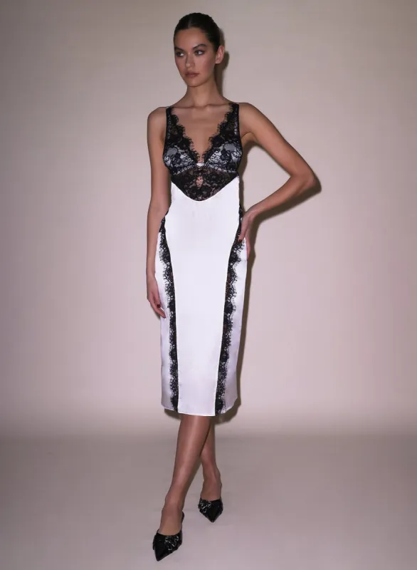 Silk & Lace V Neck Dress sold by Fleur du Mal