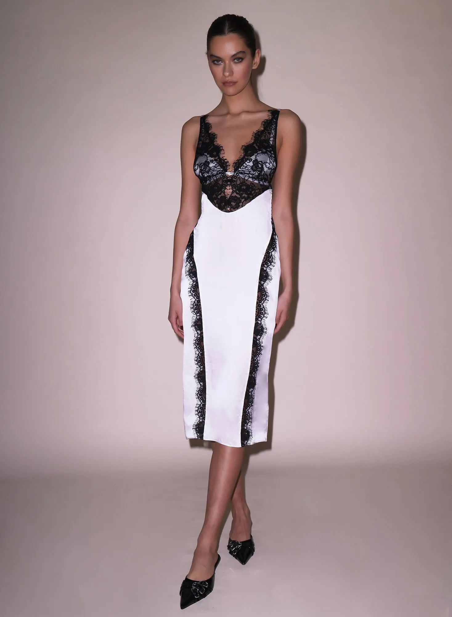 Silk & Lace V Neck Dress sold by Fleur du Mal product image thumbnail 4