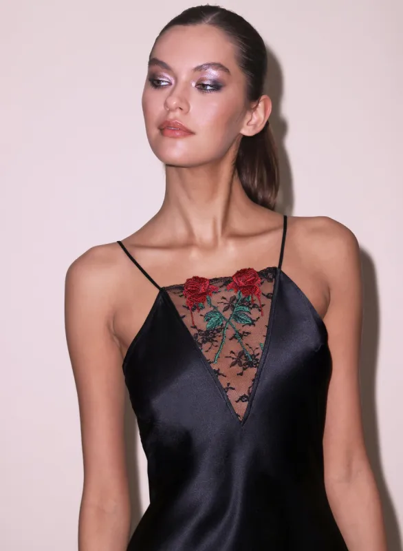 Vampire Rose Embroidery Slip Dress made by Fleur du Mal