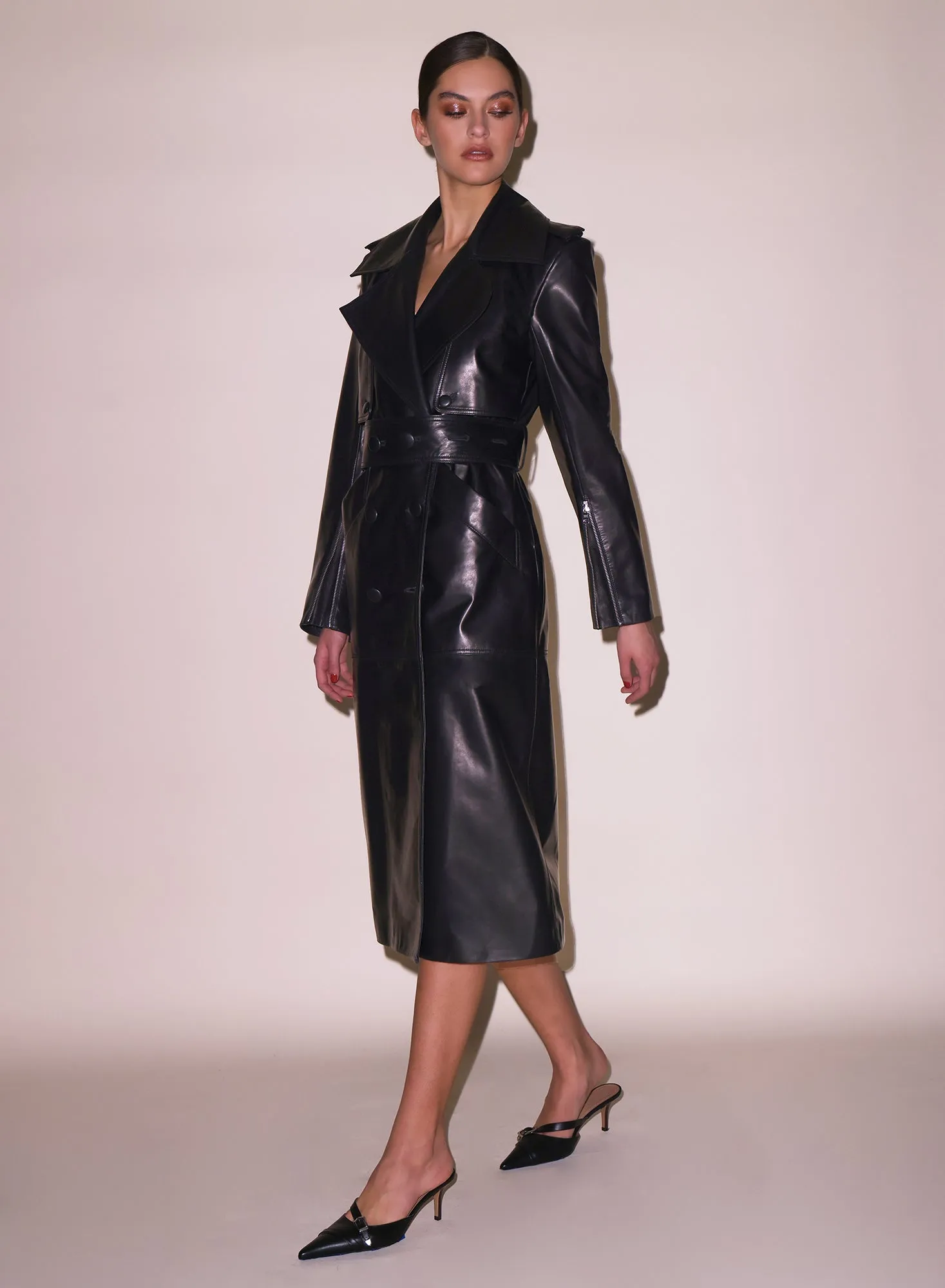 Moto Leather Trench Coat sold by Fleur du Mal product image thumbnail 5